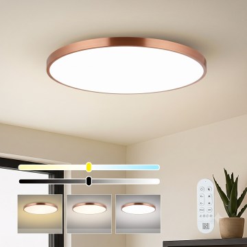 Immax NEO 07324L - Luminaria de techo LED regulable SEMPLICI LED/128W/230V, Ø 100 cm, Wi‑Fi Tuya, acabado dorado + mando a distancia