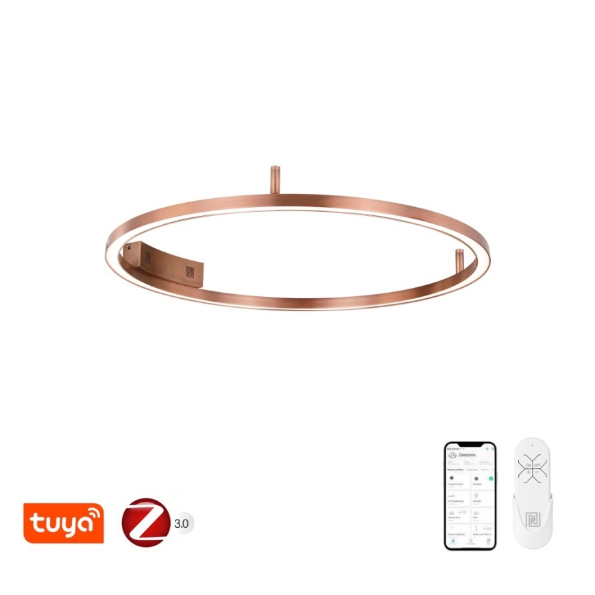 Immax NEO 07326-80C - Luminaria de techo LED regulable FINO LED/55W/230V 80 cm Tuya oro rosa + control remoto