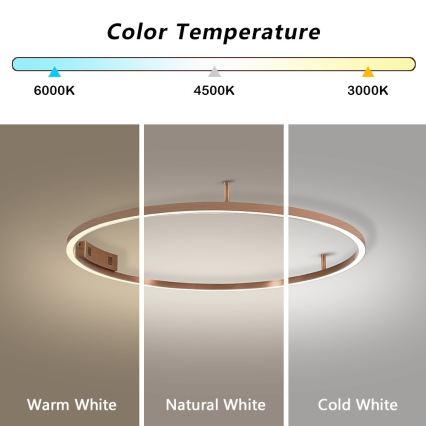 Immax NEO 07326-80C - Luminaria de techo LED regulable FINO LED/55W/230V 80 cm Tuya oro rosa + control remoto