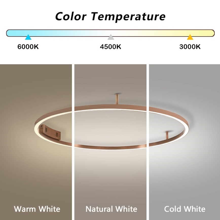 Immax NEO 07326-80C - Luminaria de techo LED regulable FINO LED/55W/230V 80 cm Tuya oro rosa + control remoto