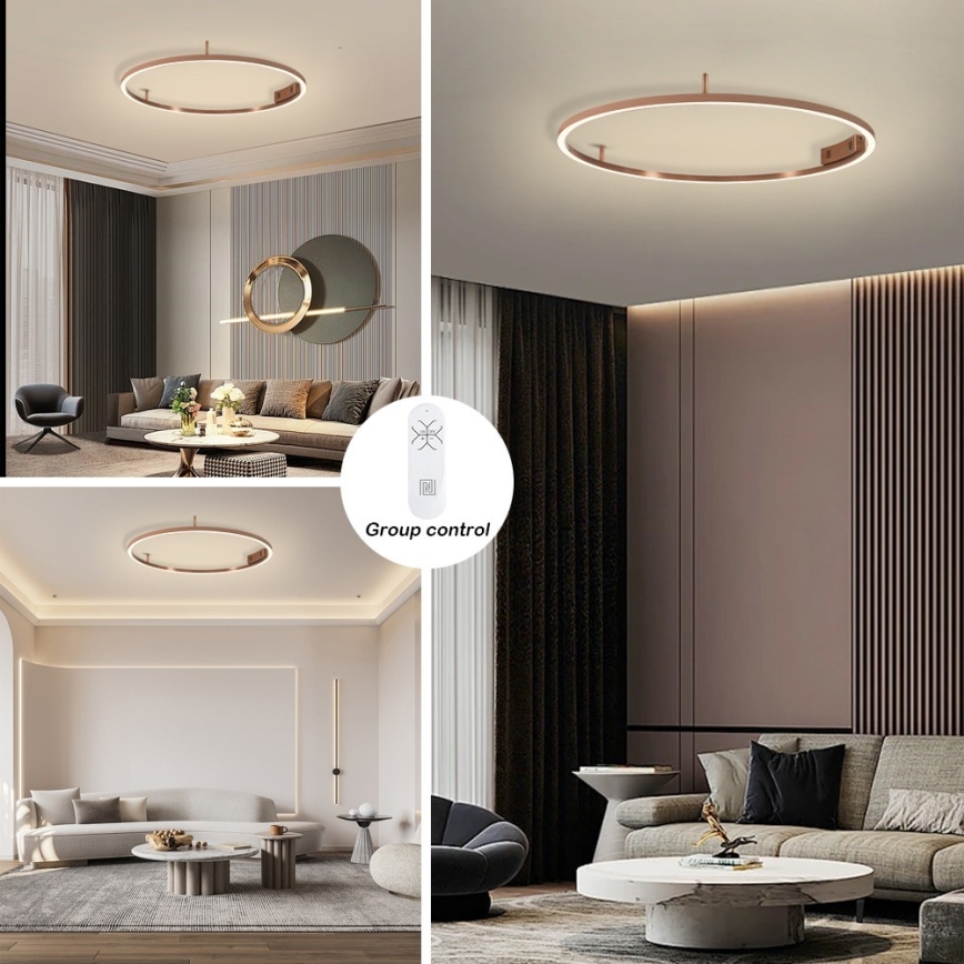 Immax NEO 07326-80C - Luminaria de techo LED regulable FINO LED/55W/230V 80 cm Tuya oro rosa + control remoto