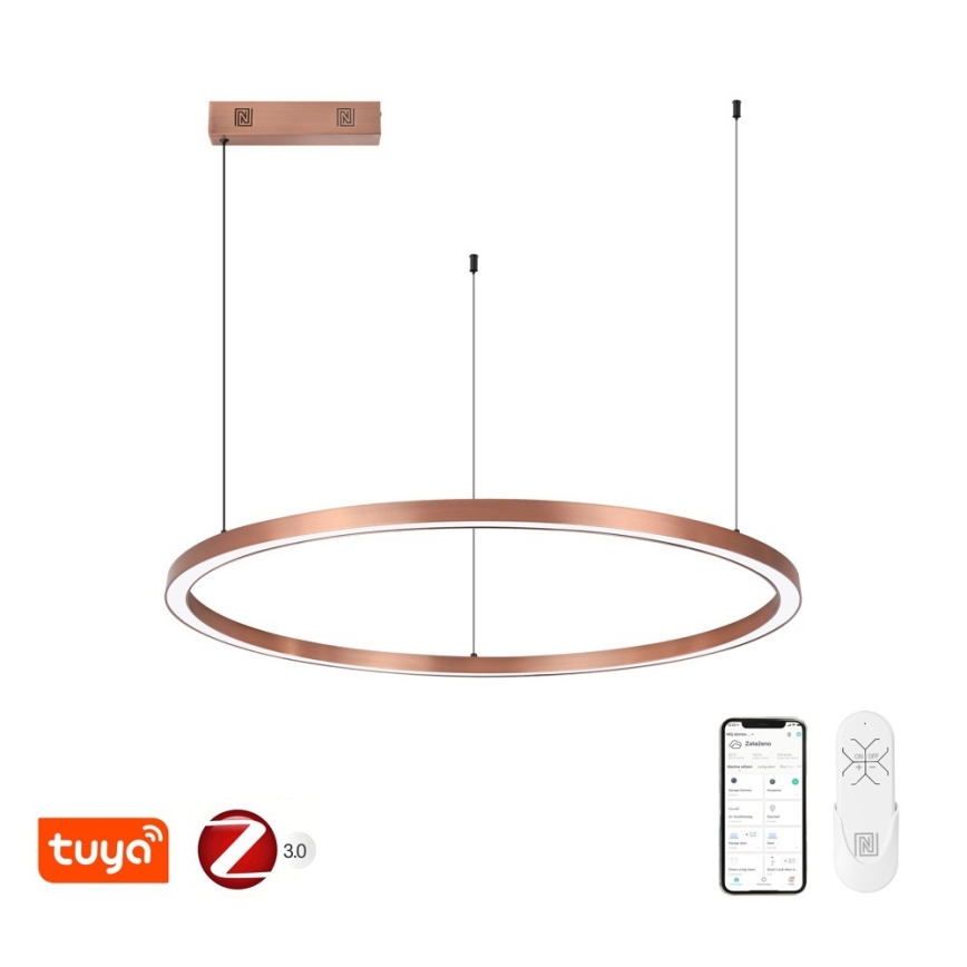 Immax NEO 07327L - Lámpara colgante LED regulable sobre cable FINO LED/55W/230V 80 cm Tuya oro rosa + mando a distancia