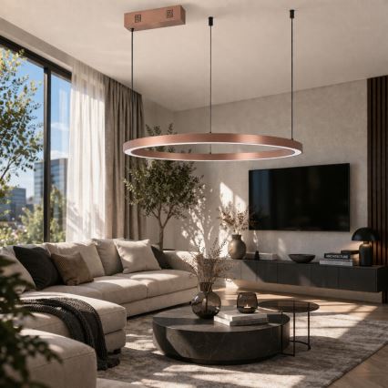 Immax NEO 07327L - Lámpara colgante LED regulable sobre cable FINO LED/55W/230V 80 cm Tuya oro rosa + mando a distancia