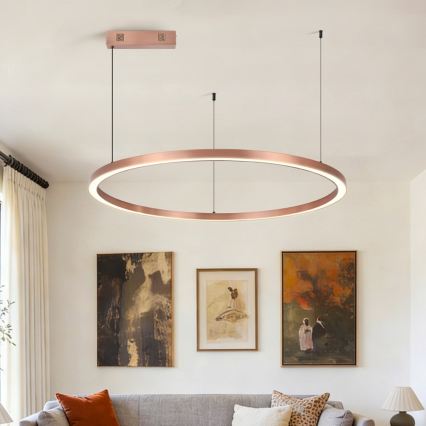 Immax NEO 07327L - Lámpara colgante LED regulable sobre cable FINO LED/55W/230V 80 cm Tuya oro rosa + mando a distancia