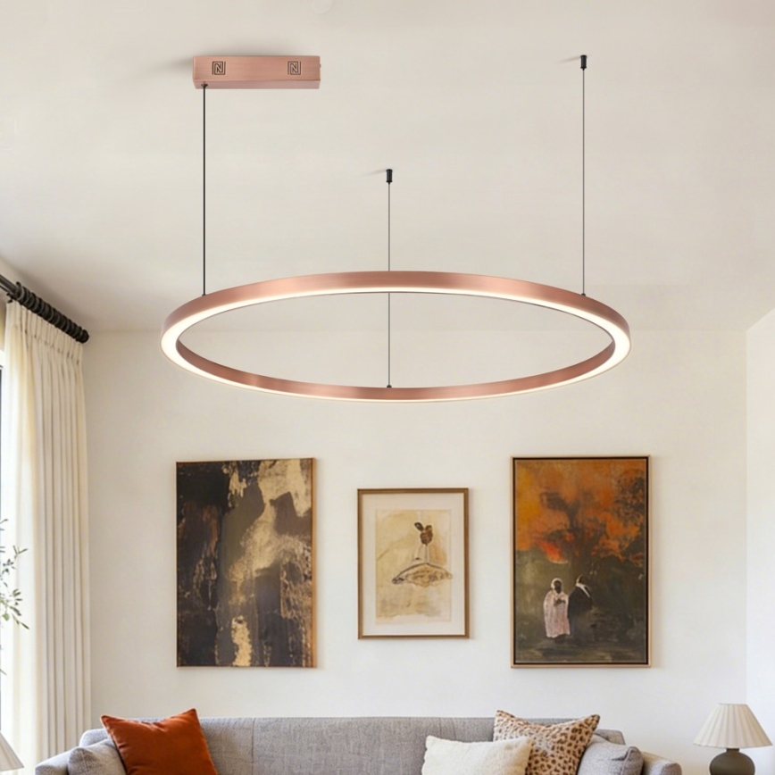 Immax NEO 07327L - Lámpara colgante LED regulable sobre cable FINO LED/55W/230V 80 cm Tuya oro rosa + mando a distancia