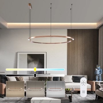 Immax NEO 07328L - Lámpara de suspensión LED regulable FINO con cable LED/72W/230V 120 cm oro rosa Tuya + control remoto