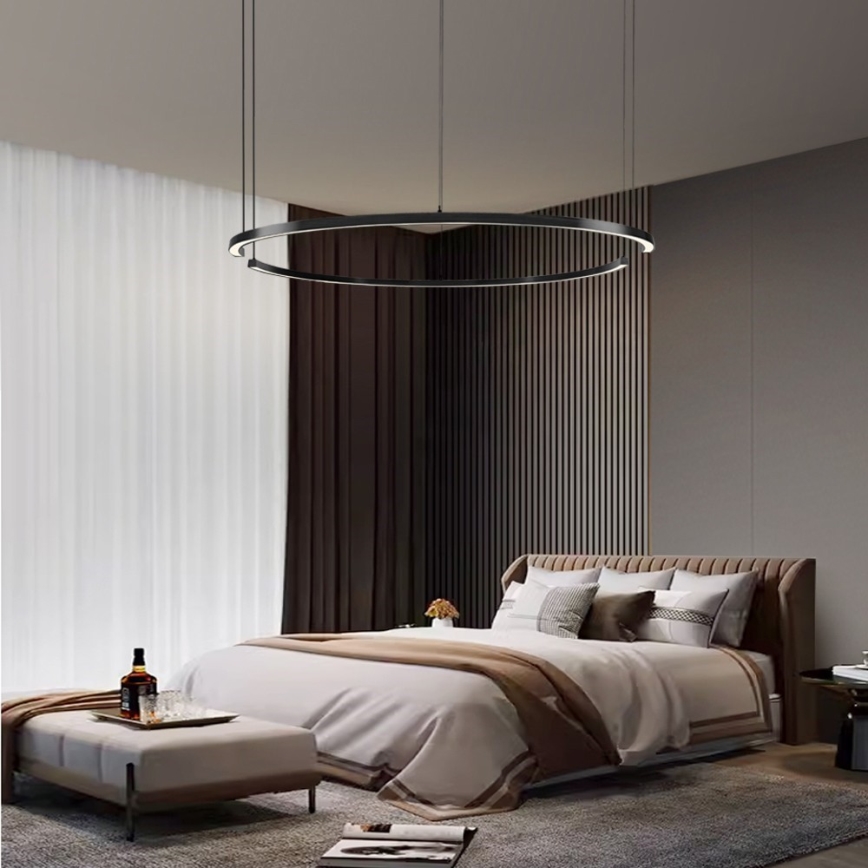 Immax NEO 07329L - Lámpara colgante LED regulable FINO LED/72W/230V, 120 cm, Tuya, negro + mando a distancia