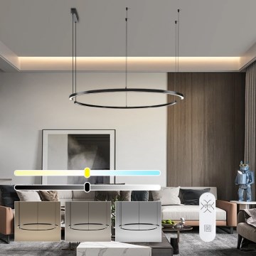 Immax NEO 07329L - Lámpara colgante LED regulable FINO LED/72W/230V, 120 cm, Tuya, negro + mando a distancia