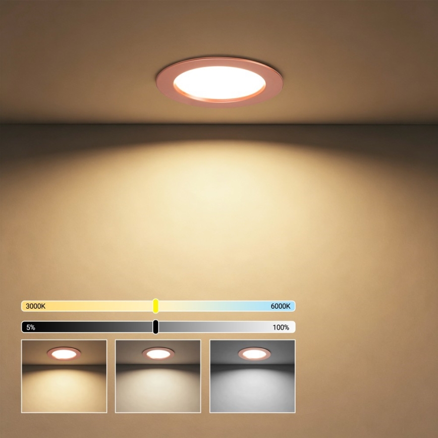 Immax NEO 07330L - Downlight empotrable LED regulable DOWN LED/12W/230V Wi-Fi Tuya Ø 12 cm oro rosa