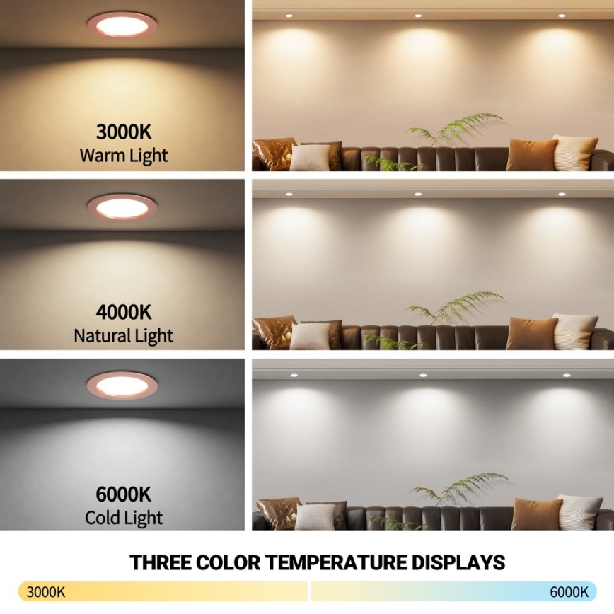 Immax NEO 07330L - Downlight empotrable LED regulable DOWN LED/12W/230V Wi-Fi Tuya Ø 12 cm oro rosa