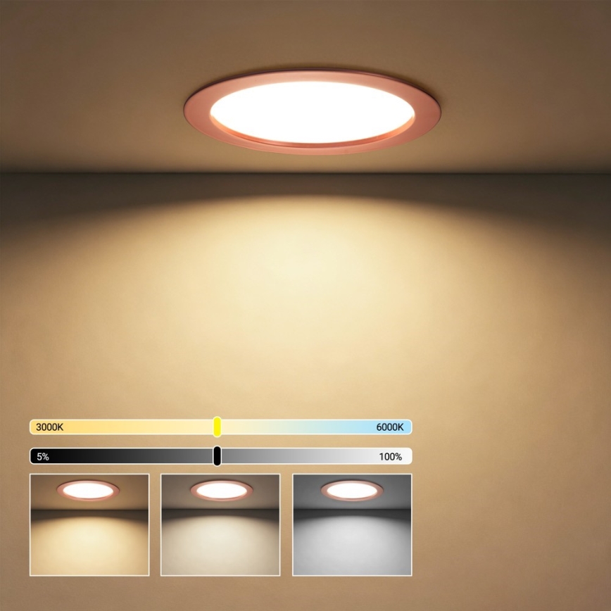 Immax NEO 07331L - Downlight empotrado LED regulable DOWN LED/36W/230V Wi-Fi Tuya Ø 23 cm oro rosa