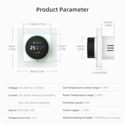 Immax NEO 07534L - Termostato para calefacción por suelo radiante inteligente 230V/3A Wi‑Fi Tuya