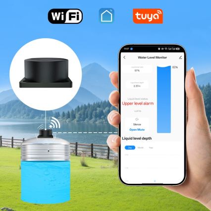 Immax NEO 07543L - Sensor ultrasónico de nivel de líquidos 5 m Wi-Fi Tuya