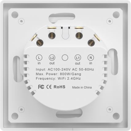 Immax NEO 07550L - Interruptor inteligente de 2 pulsadores 230 V
