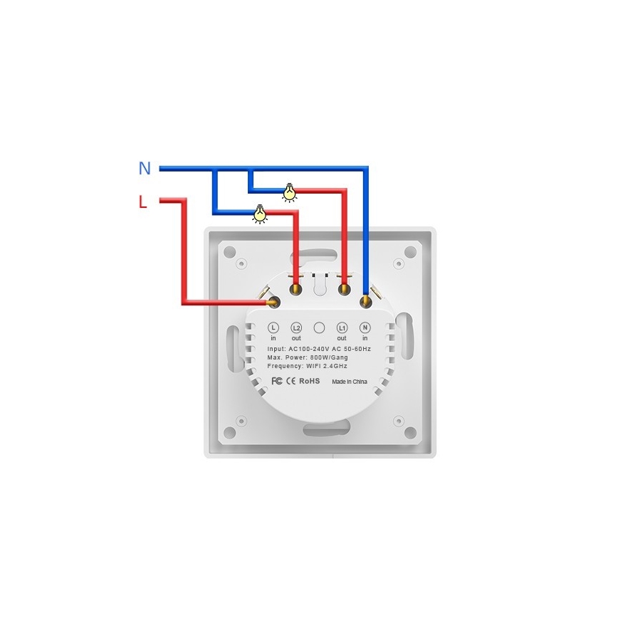 Immax NEO 07550L - Interruptor inteligente de 2 pulsadores 230 V