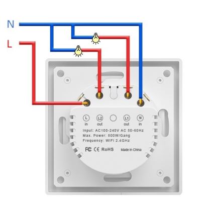 Immax NEO 07550L - Interruptor inteligente de 2 botones 230 V compatible con Tuya