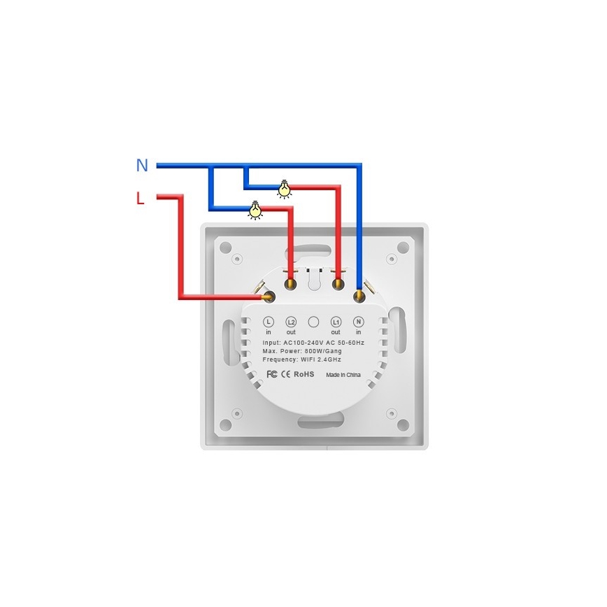 Immax NEO 07550L - Interruptor inteligente de 2 botones 230 V compatible con Tuya