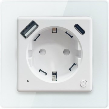 Immax NEO 07552L - Enchufe inteligente tipo F 16A/230V + 1x USB-A + 1x USB-C PD 20W