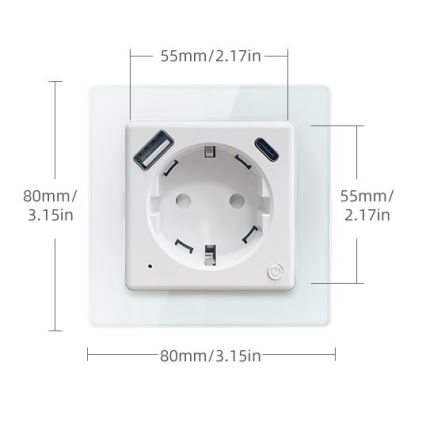 Immax NEO 07552L - Enchufe inteligente tipo F 16A/230V + 1xUSB-A+1xUSB-C PD 20W Tuya