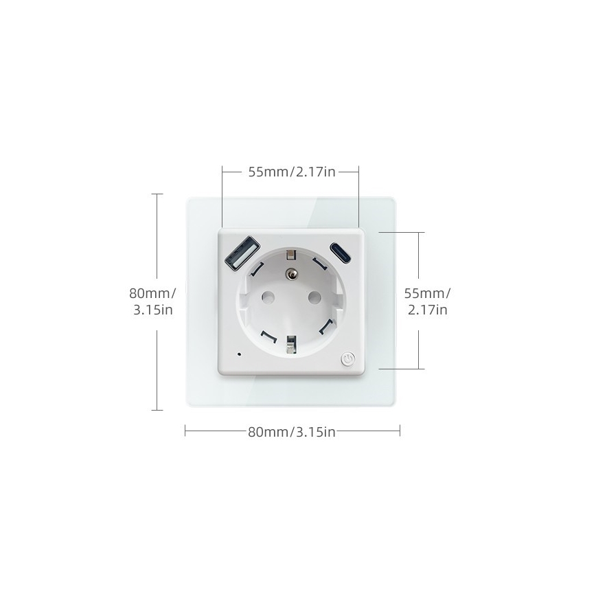 Immax NEO 07553L - Enchufe inteligente tipo E 16A/230V + 1xUSB-A+1xUSB C PD 20W Tuya