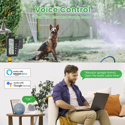Immax NEO 07556L - Válvula de riego 4xAA IP65 Wi-Fi compatible con Tuya