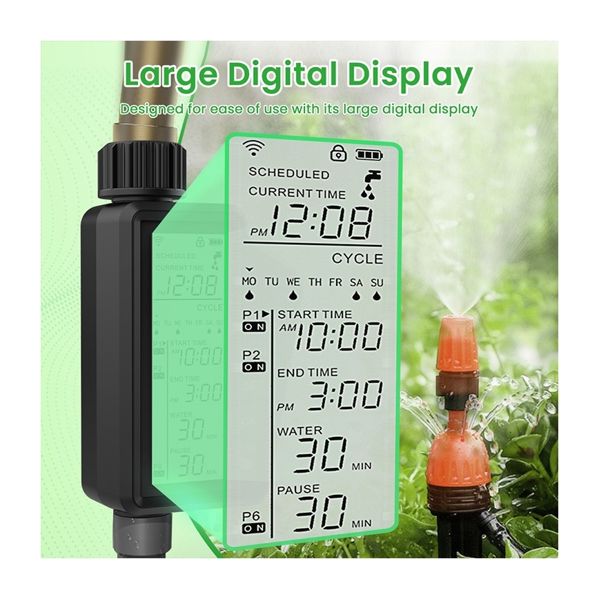 Immax NEO 07556L - Válvula de riego 4xAA IP65 Wi-Fi compatible con Tuya