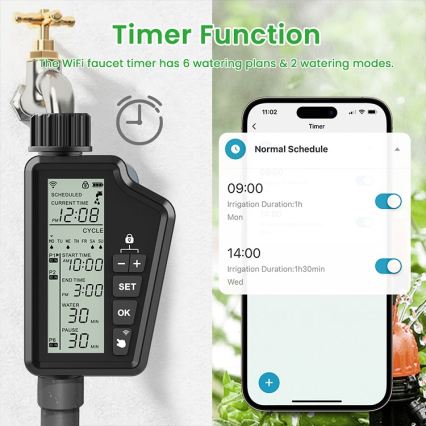 Immax NEO 07556L - Válvula de riego 4xAA IP65 Wi-Fi compatible con Tuya