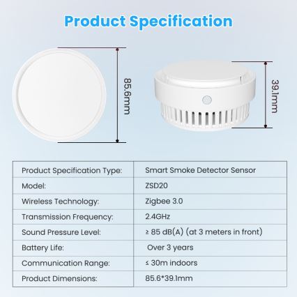Immax NEO 07558L - Detector de humo 1xCR123A Tuya