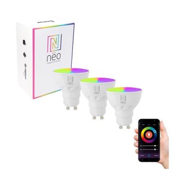 Immax NEO 07724C - SET 3x LED RGB+CCT Bombilla regulable GU10/4,8W/230V 2700K Wi-Fi Tuya
