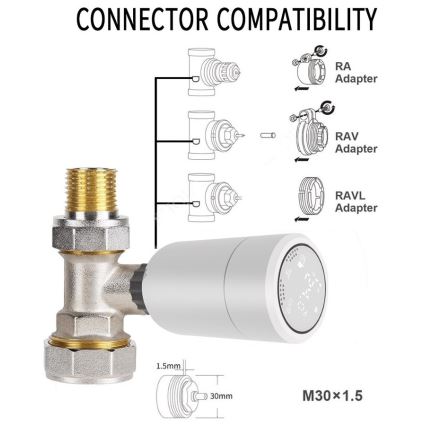 Immax NEO 07732A - SET 3x Cabezal termostático 2xAA/3V Tuya