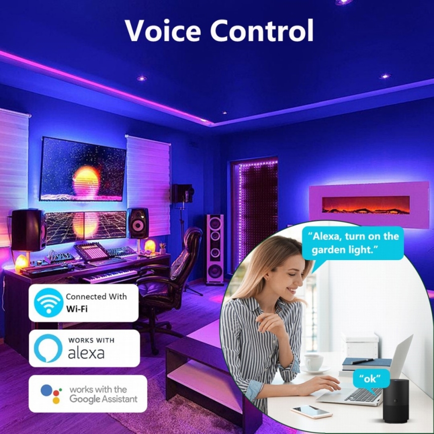 Immax NEO 07776L - Lámpara de pie LED RGB regulable AMBIENTE LED/12W/230V Wi-Fi Tuya + mando a distancia
