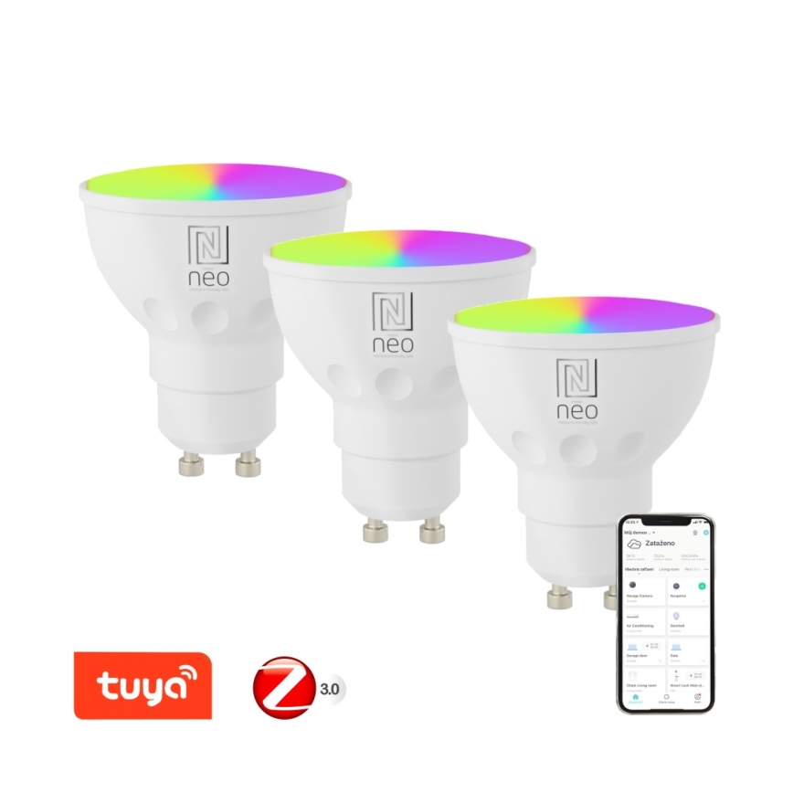 Immax NEO 07777C - SET 3x LED RGB+CCT Bombilla regulable GU10/4,8W/230V Tuya