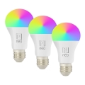Immax NEO 07794CDO - Pack de 3 bombillas LED regulables RGB+CCT E27/14W/230V 2700K-6500K Tuya Wi-Fi + mando a distancia