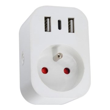 Immax NEO 07799L - Regleta inteligente 16 A/230 V con 2 puertos USB + 1 puerto USB-C, Wi‑Fi (Tuya)