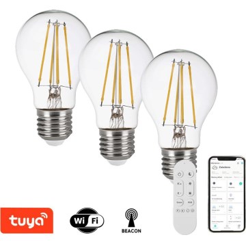 Immax NEO 07806CDO - Juego de 3 bombillas LED CCT regulables E27/7,3W/230V Tuya Wi‑Fi + mando a distancia