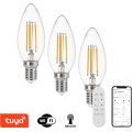 Immax NEO 07807CDO - Pack de 3 bombillas LED CCT regulables E14/4W/230V Tuya Wi‑Fi + mando a distancia