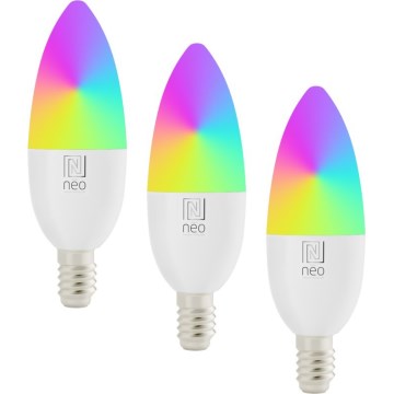 Immax NEO 07808C - Pack de 3 bombillas LED regulables RGB+CCT E14/4,8W/230V Wi-Fi Tuya
