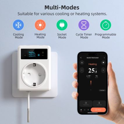 Immax NEO 07811L - Enchufe inteligente con termómetro F 3680W Wi-Fi