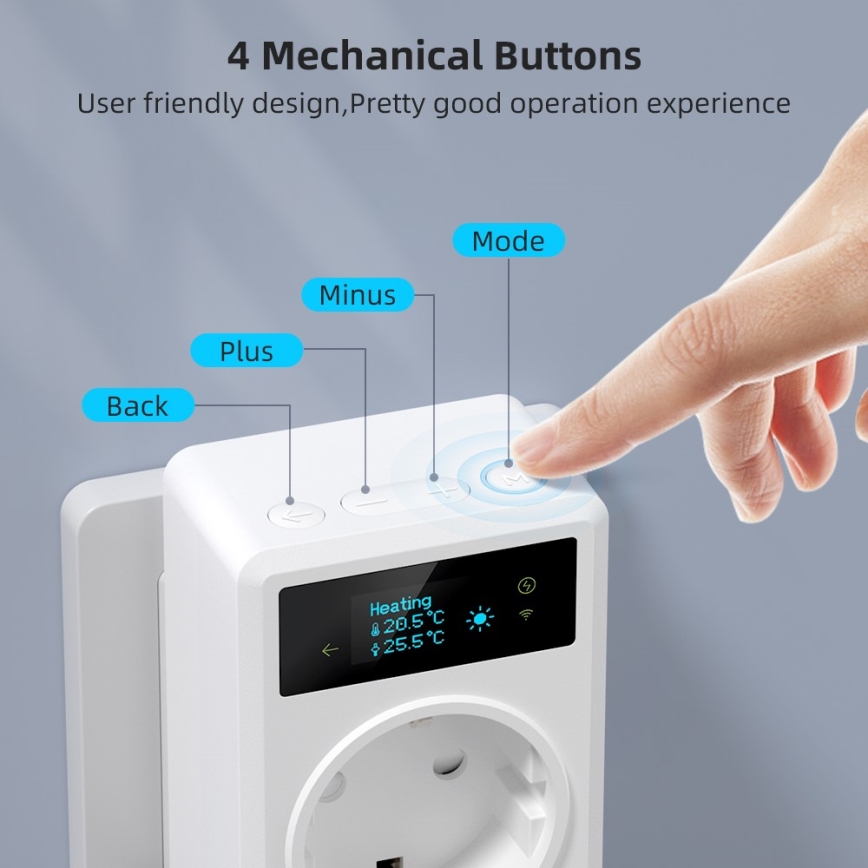 Immax NEO 07811L - Enchufe inteligente con termómetro F 3680W Wi-Fi