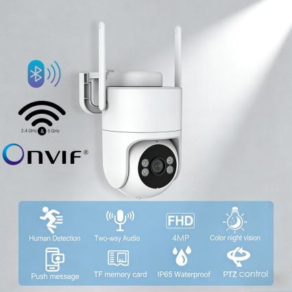 Immax NEO 07819L - Cámara exterior inteligente con sensor 4 MP 5V IP65 Tuya Wi-Fi