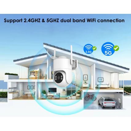 Immax NEO 07819L - Cámara exterior inteligente con sensor 4 MP 5V IP65 Tuya Wi-Fi