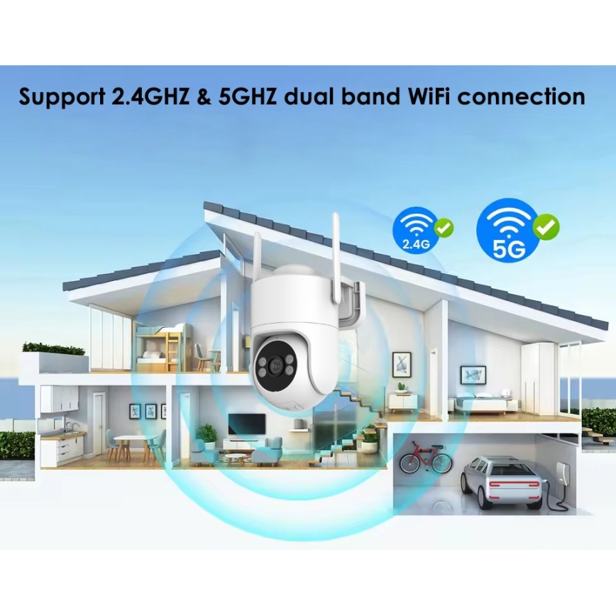 Immax NEO 07819L - Cámara exterior inteligente con sensor 4 MP 5V IP65 Tuya Wi-Fi