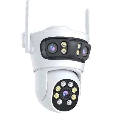 Immax NEO 07823L - Cámara exterior inteligente con sensores de 2MP+2MP+2MP, alimentación 5V y Wi-Fi