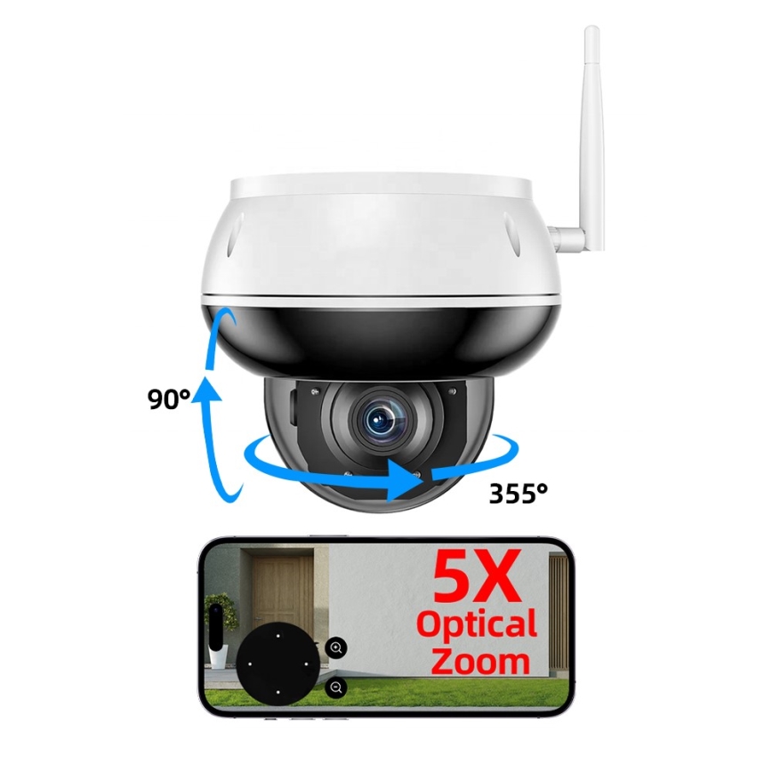 Immax NEO 07825L - Cámara exterior inteligente tipo domo con sensor 5MP, 230V, IP66, TUYA, Wi-Fi