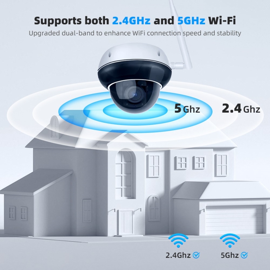 Immax NEO 07825L - Cámara exterior inteligente tipo domo con sensor 5MP, 230V, IP66, TUYA, Wi-Fi