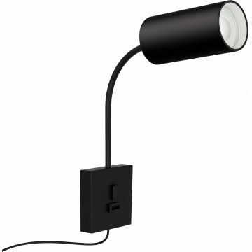Immax NEO 08295L - Lámpara de pared con USB PUNTO 1xGU10/9W/230V negra
