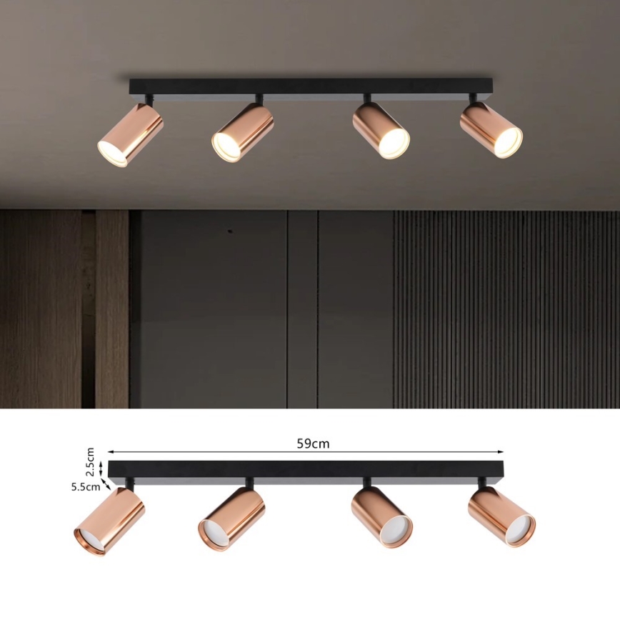 Immax NEO 08303L - Lámpara de focos PUNTO 4xGU10/9W/230V oro rosa