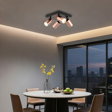 Immax NEO 08304L - Lámpara de techo con 4 focos PUNTO 4xGU10/9W/230V oro rosa