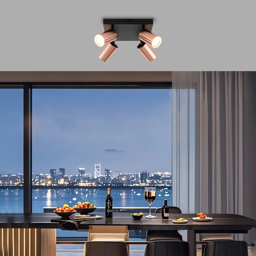 Immax NEO 08304L - Lámpara de techo con 4 focos PUNTO 4xGU10/9W/230V oro rosa