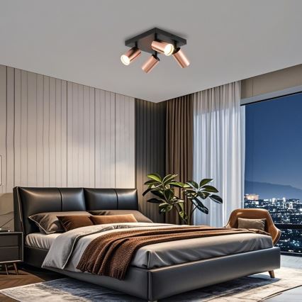 Immax NEO 08304L - Lámpara de techo con 4 focos PUNTO 4xGU10/9W/230V oro rosa
